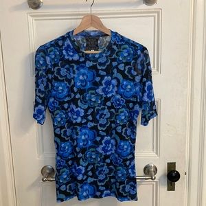 Johnny Was Blue Calanthe Mesh Tee size L